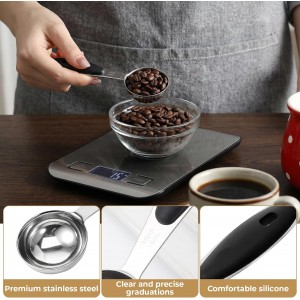 1PCS 1 Tbsp(3tsp, 15ml, 1/2oz), Tablespoon Measuring Spoons Coffee Scoop With Black Silicone Grip, Stainless Steel Measure for Coffee Pet Food Grains Dry Goods, Short Handle Fits Into