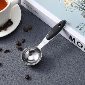 1PCS 1 Tbsp(3tsp, 15ml, 1/2oz), Tablespoon Measuring Spoons Coffee Scoop With Black Silicone Grip, Stainless Steel Measure for Coffee Pet Food Grains Dry Goods, Short Handle Fits Into