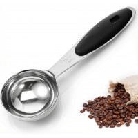 1PCS 1 Tbsp(3tsp, 15ml, 1/2oz), Tablespoon Measuring Spoons Coffee Scoop With Black Silicone Grip, Stainless Steel Measure for Coffee Pet Food Grains Dry Goods, Short Handle Fits Into