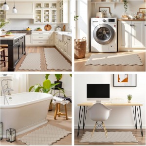 Upgrade Scalloped Embossed Kitchen Mats for Floor 2PCS Cushioned Anti Fatigue Waterproof Foam Kitchen Rugs Non Slip Washable Comfort Standing Mat for Sink Laundry,17.3