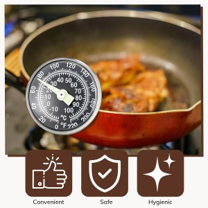 Xuhal 6 Pcs Stainless Steel Kitchen Glow Thermometer with 5 Inch Long Stem 1 Inch Dial Thermometer Milk Frothing Food for Oven Probe Meat Grill Cooking BBQ Chocolate Water (Colorful)