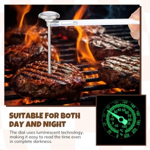 Xuhal 6 Pcs Stainless Steel Kitchen Glow Thermometer with 5 Inch Long Stem 1 Inch Dial Thermometer Milk Frothing Food for Oven Probe Meat Grill Cooking BBQ Chocolate Water (Colorful)