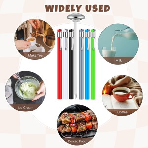 Xuhal 6 Pcs Stainless Steel Kitchen Glow Thermometer with 5 Inch Long Stem 1 Inch Dial Thermometer Milk Frothing Food for Oven Probe Meat Grill Cooking BBQ Chocolate Water (Colorful)