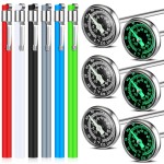 Xuhal 6 Pcs Stainless Steel Kitchen Glow Thermometer with 5 Inch Long Stem 1 Inch Dial Thermometer Milk Frothing Food for Oven Probe Meat Grill Cooking BBQ Chocolate Water (Colorful)