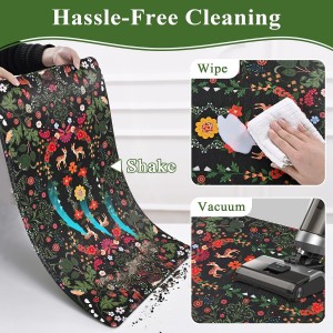 Yinhua Green Kitchen Rugs Sets of 2 Floral Kitchen Mats Cushioned Anti Fatigue Botanical Kitchen Mat for Floor Waterproof Non Slip Vintage Spring Kitchen Floor Mats 17.3'' x 29.5'' + 17.3'' x 47.2''