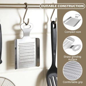 Stainless Steel Professional Grater for Nutmeg, Chocolate, Ginger, Fine Zester with Handle, 4.3 x 3 Inches, Kitchen Grater Tool