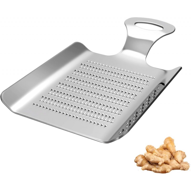 Stainless Steel Professional Grater for Nutmeg, Chocolate, Ginger, Fine Zester with Handle, 4.3 x 3 Inches, Kitchen Grater Tool