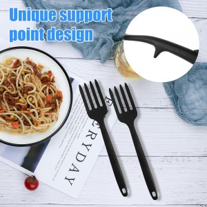 2pcs Silicone Cooking Forks, Heat Resistant Flexible Nonstick Blending Fork Multifunctional Kitchen Utensils for Mixing Stirring Mashing Whisking (Black)