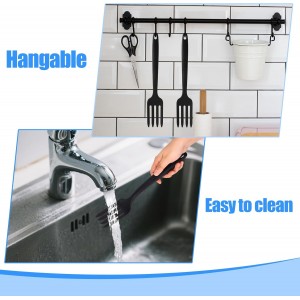 2pcs Silicone Cooking Forks, Heat Resistant Flexible Nonstick Blending Fork Multifunctional Kitchen Utensils for Mixing Stirring Mashing Whisking (Black)