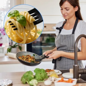 2pcs Silicone Cooking Forks, Heat Resistant Flexible Nonstick Blending Fork Multifunctional Kitchen Utensils for Mixing Stirring Mashing Whisking (Black)