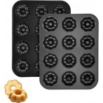 2 Pack Mini Bundt Cake Pan, 12 Cavity Mini Fluted Tube Cake Pans, Non-Stick Black Carbon Steel Baking Pan, Easy Release Bakeware for Oven Use, Ideal for Home Baking, Parties and Holidays