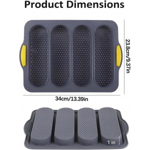 2 Pcs Silicone Bread Loaf Pan, 4 Hole Non-Stick French Baking Mold, Reusable French Bread Baking Pans, Suitable for Homemade Baguettes, Homemade Rolls, etc, Dishwasher Safe