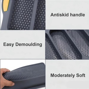 2 Pcs Silicone Bread Loaf Pan, 4 Hole Non-Stick French Baking Mold, Reusable French Bread Baking Pans, Suitable for Homemade Baguettes, Homemade Rolls, etc, Dishwasher Safe