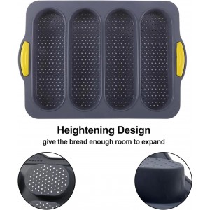 2 Pcs Silicone Bread Loaf Pan, 4 Hole Non-Stick French Baking Mold, Reusable French Bread Baking Pans, Suitable for Homemade Baguettes, Homemade Rolls, etc, Dishwasher Safe