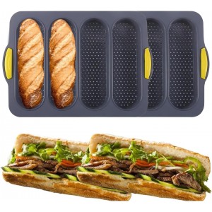 2 Pcs Silicone Bread Loaf Pan, 4 Hole No...