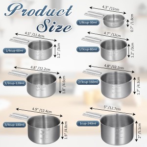 Measuring Cups and Spoons Set of 13, 7 Stainless Steel Nesting Cups and 6 Measuring Spoons, 2 Detachable Rings, Kitchen Gadgets for Baking Cooking, Dry and Liquid Ingredients