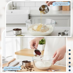 Measuring Cups and Spoons Set of 13, 7 Stainless Steel Nesting Cups and 6 Measuring Spoons, 2 Detachable Rings, Kitchen Gadgets for Baking Cooking, Dry and Liquid Ingredients