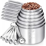 Measuring Cups and Spoons Set of 13, 7 Stainless Steel Nesting Cups and 6 Measuring Spoons, 2 Detachable Rings, Kitchen Gadgets for Baking Cooking, Dry and Liquid Ingredients