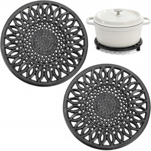 2 Pack Cast Iron Trivet, 7.8'' Sunflower...