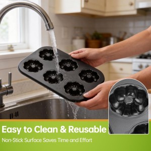 3 Pack Mini Bundt Cake Pan - Mini Fluted Tube Cake Molds, 6 Cavity Durable Carbon Steel Baking Pan, Non-Stick and Easy to Release, Evenly Shaped Cakes, Perfect for Home Baking and Party