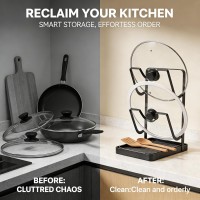 Stainless Steel Kitchen Pot Lid Storage Rack, Pot Lid Holder While Cooking, Multifunctional Pot Lid Organizer with Removable Drip Tray & Spoon Rest, Waterproof & Rustproof (Grey, 2Pack)