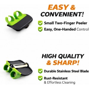 2 Finger Vegetable Peeler Easy Grip – Safe Ergonomic Fruit & Potato Peeler for Arthritis Hands, Non Slip Kitchen Gadget for Carrots, Apples & Cucumbers