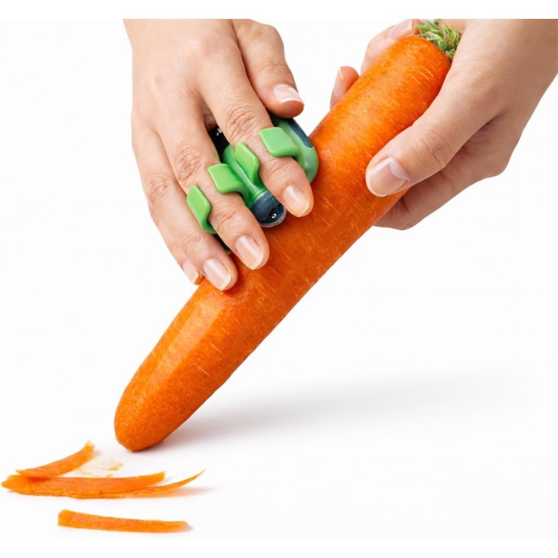 2 Finger Vegetable Peeler Easy Grip – Safe Ergonomic Fruit & Potato Peeler for Arthritis Hands, Non Slip Kitchen Gadget for Carrots, Apples & Cucumbers