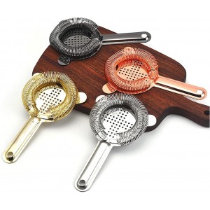 Heavy Duty Spring Bar Tool Strainer, Stainless Steel Finish Drink Strainer for Cocktails, Bartenders & Mixologists(COLOR:rose gold)