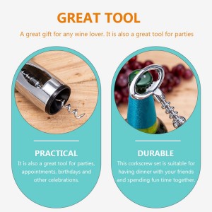 BESPORTBLE Wing Corkscrew Red Wine Opener Zinc Alloy Corkscrew with Bottle Cap Opener for Home Bar Kitchen Use