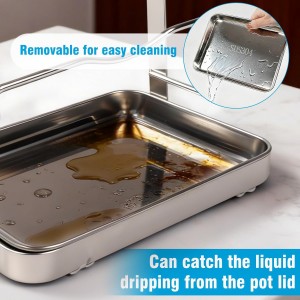 304 Stainless Steel Pot Lid Organizer & Spoon Rest, Pot Lid Holder Storage Rack for Kitchen Countertop, Multifunctional Stove Top Pot Cover Stand While Cooking