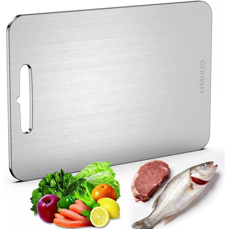Cutting Board,304 Foodgrade Stainless Steel Cutting Board for Kitchen,Dishwasher Safe,Double-sided Chopping Board for Meat,Vegetables or Fruit,M 13.4