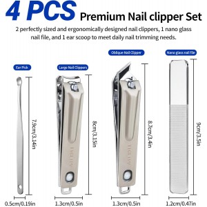 Nail Clippers Set for Men & Women, Sharp Large Opening Fingernail & Toenail Cutter, Ideal for Seniors with Thick Nails