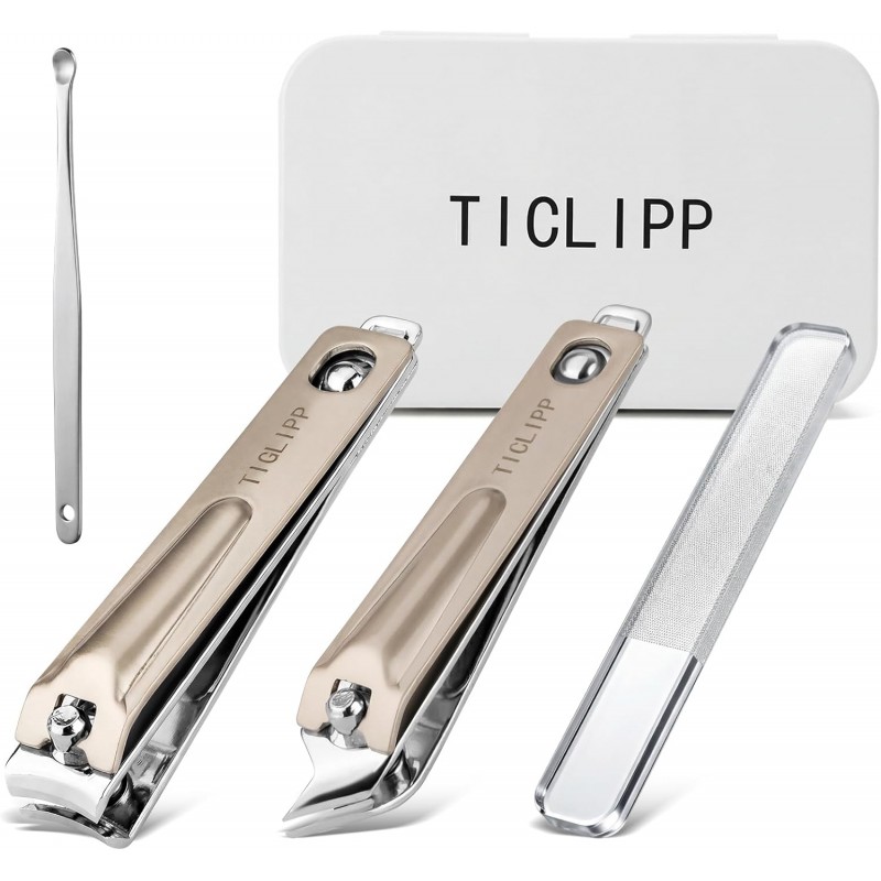 Nail Clippers Set for Men & Women, Sharp Large Opening Fingernail & Toenail Cutter, Ideal for Seniors with Thick Nails