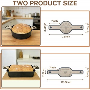 Silicone Bread Sling for Dutch Oven, 2 PCS Non-Stick Reusable Baking Mat with Long Handles, Oval & Round Sourdough Transfer Mat Easy to Clean (Gray)