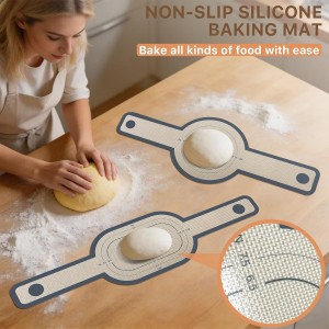 Silicone Bread Sling for Dutch Oven, 2 PCS Non-Stick Reusable Baking Mat with Long Handles, Oval & Round Sourdough Transfer Mat Easy to Clean (Gray)