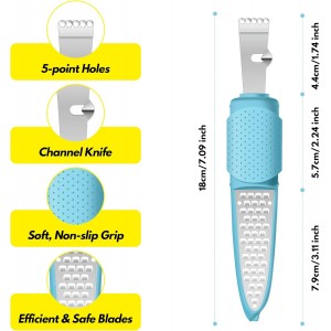 Rainspire Lemon Zester Tool with Channel Knife, Stainless Steel Citrus Zester Tool, Lemon Peeler, Zesters for Kitchen, Ultra Sharp 2-in-1 Tool Easily Creates Citrus Zest, Blue