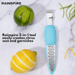 Rainspire Lemon Zester Tool with Channel Knife, Stainless Steel Citrus Zester Tool, Lemon Peeler, Zesters for Kitchen, Ultra Sharp 2-in-1 Tool Easily Creates Citrus Zest, Blue