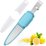 Rainspire Lemon Zester Tool with Channel Knife, Stainless Steel Citrus Zester Tool, Lemon Peeler, Zesters for Kitchen, Ultra Sharp 2-in-1 Tool Easily Creates Citrus Zest, Blue