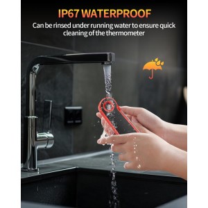 2026 Upgrade Digital Meat Thermometer Instant Read 0.5s, Food Thermometer for Cooking with ±0.5°F Accuracy, Large LED Display, IP67 Waterproof for Grill BBQ Smoker Oven Baking Brewing