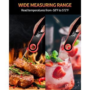 2026 Upgrade Digital Meat Thermometer Instant Read 0.5s, Food Thermometer for Cooking with ±0.5°F Accuracy, Large LED Display, IP67 Waterproof for Grill BBQ Smoker Oven Baking Brewing