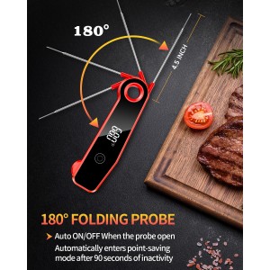 2026 Upgrade Digital Meat Thermometer Instant Read 0.5s, Food Thermometer for Cooking with ±0.5°F Accuracy, Large LED Display, IP67 Waterproof for Grill BBQ Smoker Oven Baking Brewing