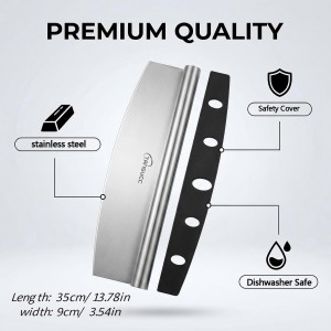 multifunctional Pizza Cutter, Razor Sharp Stainless steel pizza knife with Protective Cover-13.78inch, Professional Pizza Oven Accessories.