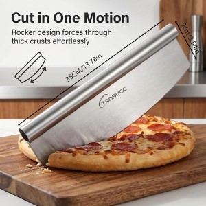 multifunctional Pizza Cutter, Razor Sharp Stainless steel pizza knife with Protective Cover-13.78inch, Professional Pizza Oven Accessories.