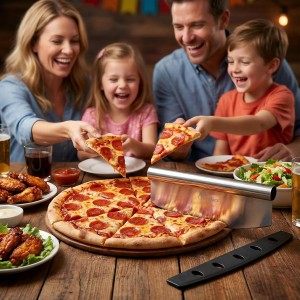 multifunctional Pizza Cutter, Razor Sharp Stainless steel pizza knife with Protective Cover-13.78inch, Professional Pizza Oven Accessories.