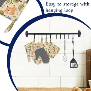 Cute Animals Oven Mitts and Pot Holders Fall Trees Leaves Silicone Kitchen Accessories Set of 4 Heat Resistant Non-Slip Long Gloves Potholder for Chef Cooking Baking Gifts Women Men