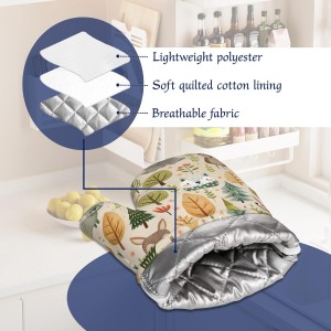 Cute Animals Oven Mitts and Pot Holders Fall Trees Leaves Silicone Kitchen Accessories Set of 4 Heat Resistant Non-Slip Long Gloves Potholder for Chef Cooking Baking Gifts Women Men