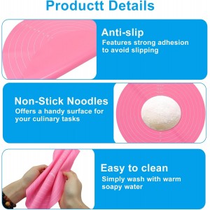 12 Inch Round Silicone Cake Mat with Measurements, Non-Stick Baking Mat for Cake Turntable, Dough Rolling, Cookies & Pizza, Heat Resistant Reusable Pastry Pad(Pink)
