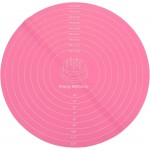 12 Inch Round Silicone Cake Mat with Measurements, Non-Stick Baking Mat for Cake Turntable, Dough Rolling, Cookies & Pizza, Heat Resistant Reusable Pastry Pad(Pink)