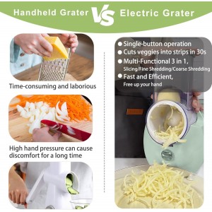 Electric Cheese Grater,3 In 1 Electric Grater For Home Kitchen,One-Touch Easy Control Salad Shooter Cheese Grater For Block Cheese Vegetable Cucumber Nuts
