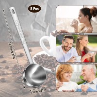 8 Pcs 2 Tablespoon Scoop,Long Handle Coffee Scoops 30 ml Stainless Steel Coffee Spoons Set Two tbsp for Milk Fruit Powder, Loose Tea Dry, Spice Jar, Cooking Baking, and Other Dry Goods